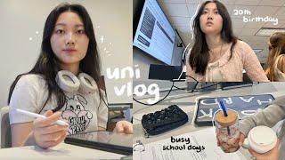 uni vlog  classes, school life, 20th birthday, studying at library, gifts + boyfriend reveal