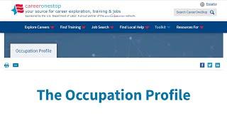 Occupation Profile Overview Video - CareerOneStop