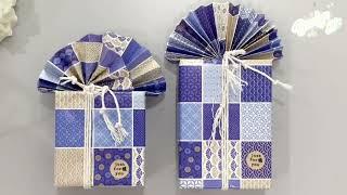 扇形礼物包装教学/折扇礼盒包装/Fan pleats gift wrapping#giftboxpacking