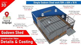 Simple truss Work   Commercial Godown   50ft x 60 ft   metal roofing in tamil