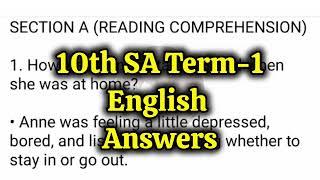 10th ENGLISH SA Term-1 Full ANSWER KEY 2024-2025 | 10th ENGLISH Self Assessment Term-1 Paper Key