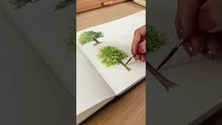 Watercolor tree painting #artshorts #art #watercolor