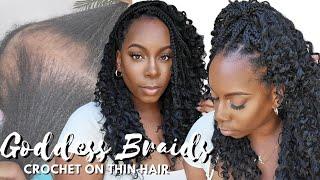  BEST Crochet for THIN HAIR! 1hr Goddess Braids Install HACK  NO Tension NO Rubber Bands Toyotress