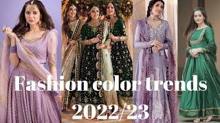 fashion color trends in Pakistan 2022/2023.green & pantone color dresses 2022/2023.fashion color.