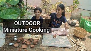 OUTDOOR Miniature Cooking // எங்களுடைய முதல் Miniature Cooking // வீட்டுத் தோட்டத்தில் கறி விருந்து