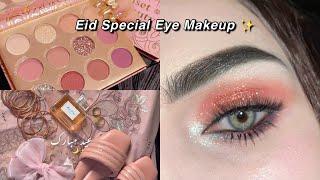 Step by Step Soft Glam Eyeshadow Tutorial for beginners | Eye Makeup with Light Touch of Glitters 