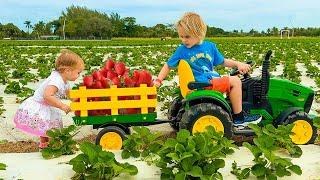 Chris and Alice learn to harvest berries at the farm