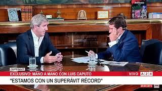 Entrevista del Ministro de Economía, Luis Caputo, con Eduardo Feinmann en El Noticiero de A24.