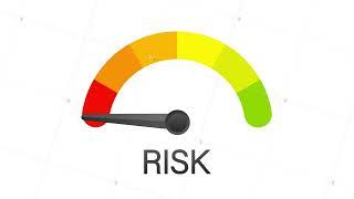 Risk icon on speedometer. High risk meter. Motion design.