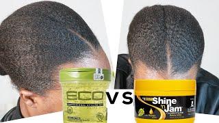 BEST GEL FOR NATURAL HAIR!!! SHINE'N JAM GEL VERSUS ECO STYLER GEL