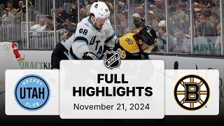 NHL Highlights | Utah Hockey Club vs. Bruins | November 21, 2024