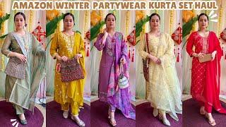 Amazon Huge Winter Partywear Kurta Sets with Dupatta Haul | Wedding Guest Outfit Ideas | Mahima Giri