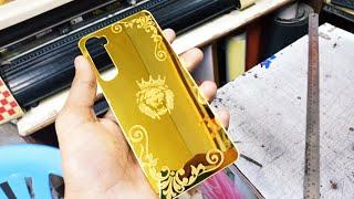 gold plated mobile cover.#24k. one plus nord  mobile golden back panel