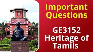 GE3152 Heritage of Tamils Important Questions | Anna University Latest News Today