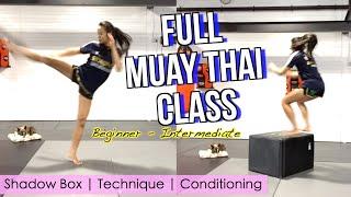 FULL MUAYTHAI CLASS (30 Minutes) -  Follow Along |Technique + Shadow Box + Conditioning