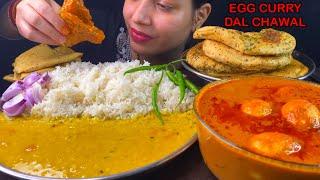 Eating Spicy Egg Curry, Dal Chawal, Kulcha | Indian Food Mukbang | Asmr Mukbang Eating Show