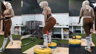 Try On Legging Hijab Style Olah Raga Wanita Fitnes Brown Legging