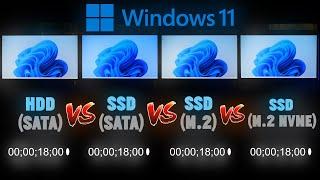 Windows 11 HDD vs SSD vs M.2 vs NVMe Boot Time Comparison