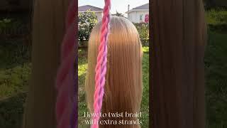 Easy colorful twist braid with extra strands #howtobraid #hairstyle #braids #twistbraids #ropebraid