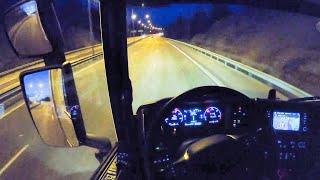 Epic Night time driving after Sunset! Scania R500 + Trailer, long full trip.