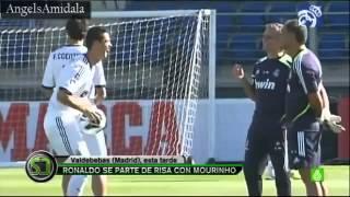 Jose Mourinho makes Cristiano Ronaldo laugh - Real Madrid 2012-2013 Liga BBVA