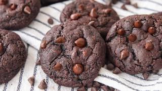 Double Chocolate Chip Cookies Recipe | Chewy and Fudgy