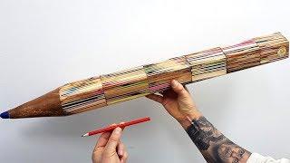 Giant Colored Pencil Made of Hundreds of Colored Pencils by Nick Zammeti / NZ Woodturnign