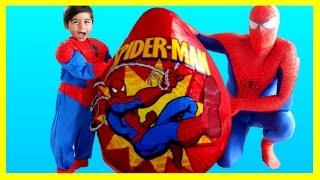 SPIDERMAN GIANT EGG SURPRISE TOYS Spiderman Opening Surprise Toys Spiderman Videos Kids Video