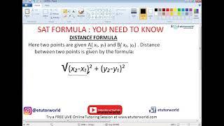 Distance formula | SAT Math Questions | eTutorWorld