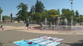 Splash pads make popular spots to cool off in the heat