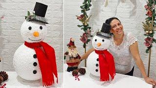 It's so cute! ️ A Snowman made with Styrofoam balls and charming details  for Christmas