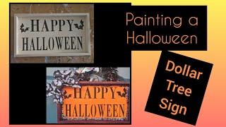 Painting a Dollar Tree Halloween Sign