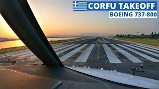 Boeing 737-800 Cockpit Takeoff from CORFU, Greece | Sunset Departure | Pilot's View [4K] | GoPro 9