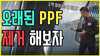 8년되서 갈라지고 변색된 PPF 필름 제거 해봤습니다!