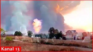 "See how it burns" - footages of strong fire in an ammunition depot in Tver