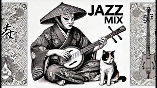 Jazz & Shamisen | Vigorous Japanese Melodies & Jazz Blend for Productivity | With Japanese Cat