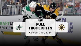 Stars at Bruins | October 24, 2024 | NHL Full Game Highlights