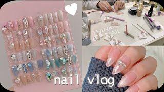 Nail vlog + Self nail | 네일샵원장의 브이로그와 셀프네일 (자석젤로 셀프네일하기, 한 달 동안 바빴던 이유, 6월이달의아트 소개, 택배언박싱)