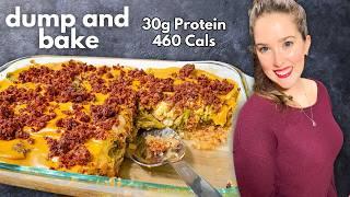 Vegan Bacon Cheeseburger Dump and Bake Casserole Recipe