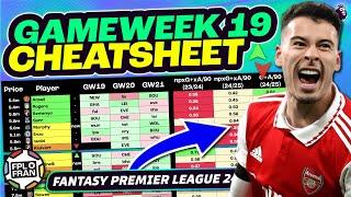 FPL GW19 CHEATSHEET | Fantasy Premier League 24/25