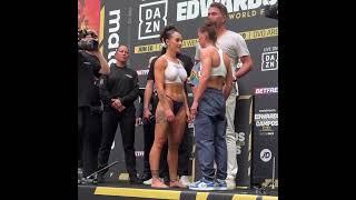 Cherneka Johnson vs. Ellie Scotney - Weigh-in Face-Off - (Matchroom Boxing: Edwards vs. Campos)