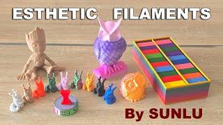 Testing Sunlu Esthetic filaments (wood, glow in dark, dual color, rainbow, silk etc.)