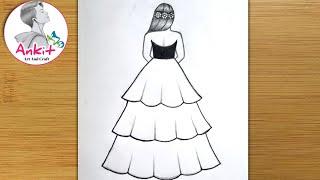 How to draw a girl in beautiful dress / Girl Drawing / Dress Drawing / Pencil Sketch / Art