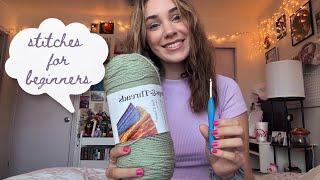 In-Depth Beginner Crochet Stitches Tutorial • Slipknot, Chain, SC, HDC, DC, TRC