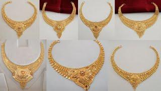 Latest gold short necklace designs 2024 with weight & price || new hallmark gold necklace designs ||