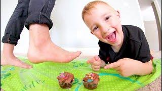 Father & Son PLAY DON'T STEP IN CUPCAKES! / Avoid The Icing!