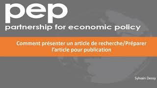 Module 3: Comment présenter un article de recherche/Préparer l’article pour publication