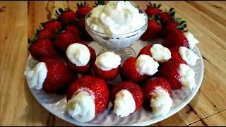 2 Ingredient Cream Cheese Fruit Dip - Stuffed Strawberries - The Hillbilly Kitchen #valentinesday