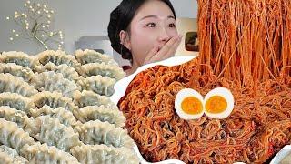 ASMR 이거 매운냉면 맞죠? 매운냉면 새우만두 고기만두 리얼먹방 :) Spicy cold noodles , mandoo MUKBANG