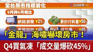 「金龍」海嘯嚇壞房市！ Q4買氣凍「成交量爆砍45%」